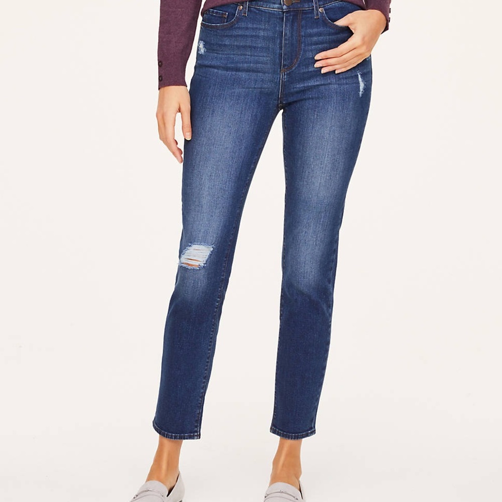 Ann Taylor LOFT Distressed High Rise Jeans